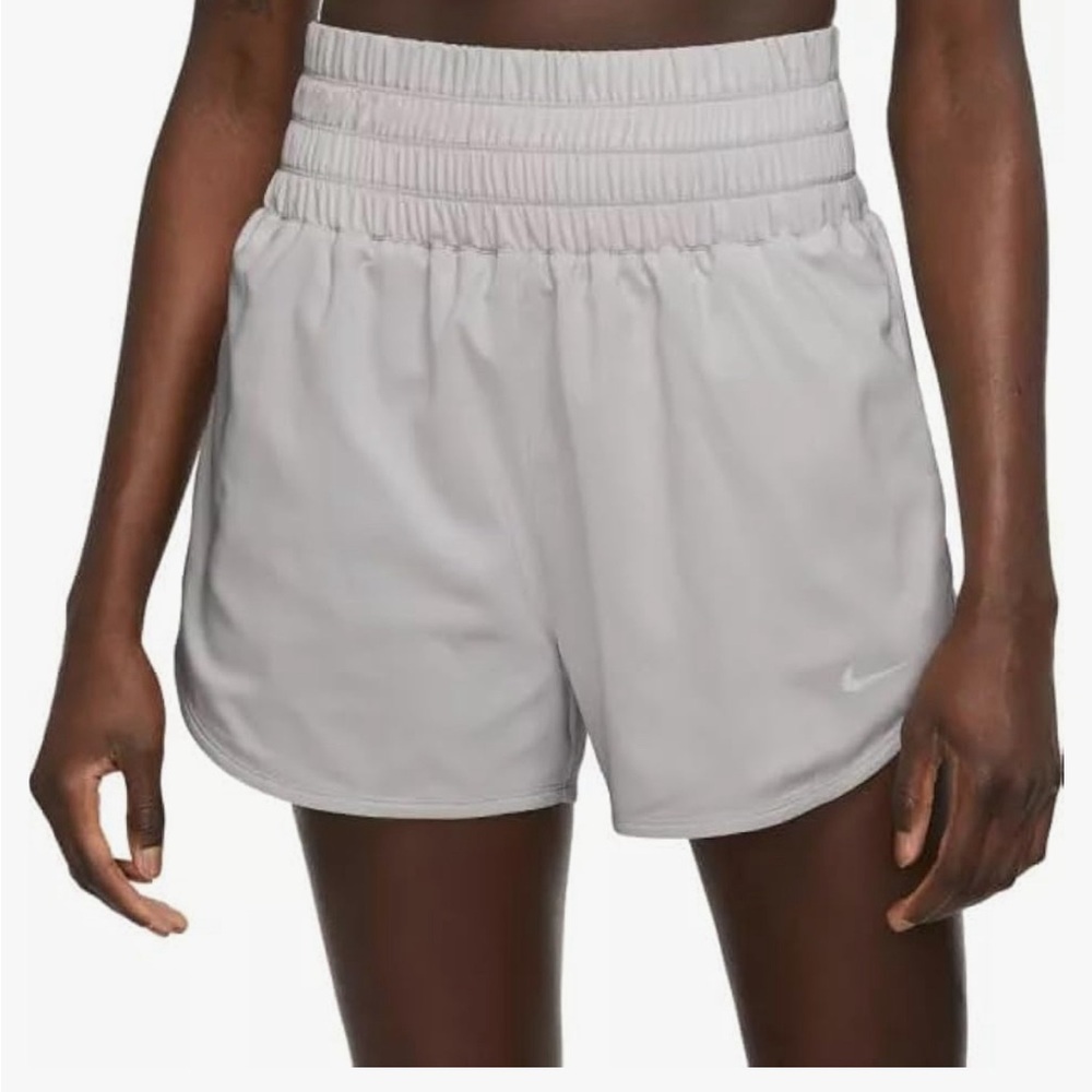 Nike One Women's Dri-FIT Ultra High-Waisted 3" Brief-Lined Shorts light gray